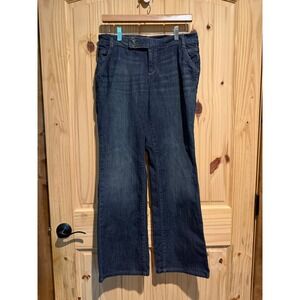 DKNY Jeans Women 8 Dark Wash Trouser Jeans Wide Leg Stretch Denim Blue RN52002